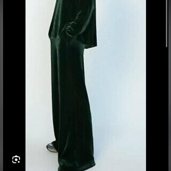 Zara Velvet Silk Green High Waist Trouser Pants S - Picture 15 of 15